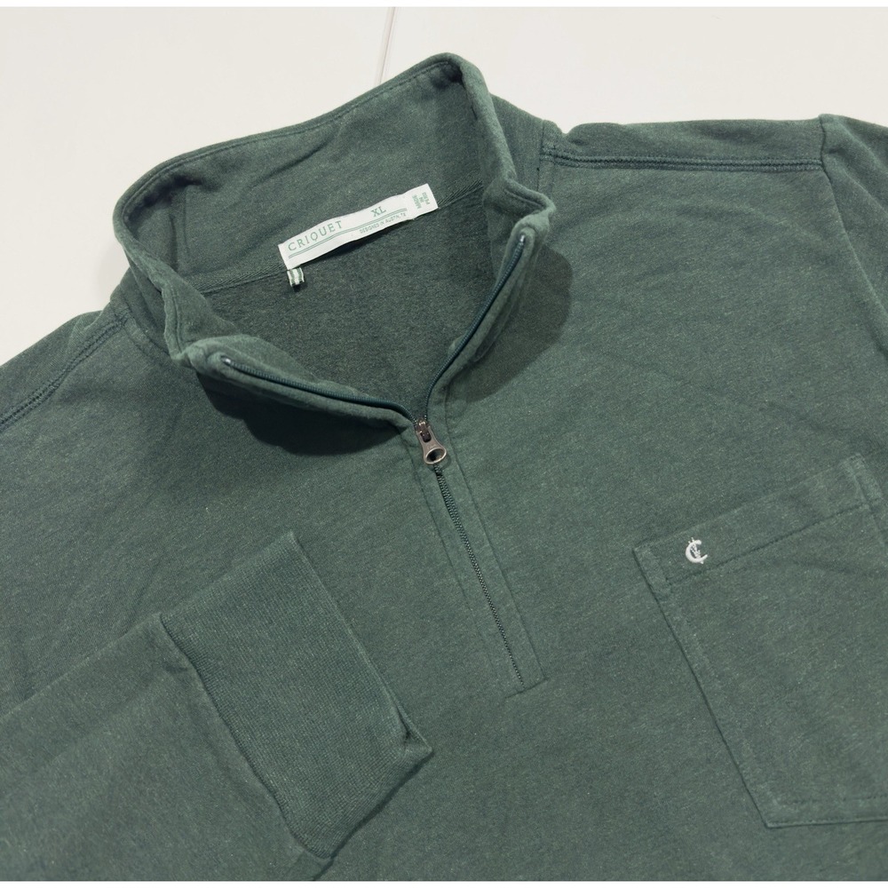 Criquet Mens 1/4 Zip Performance Pullover Stretch Modal Green Size XL Golf Sport